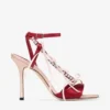 ルラ 100 マカロン＆ルビーレッド サテンサンダル（リボン付き）