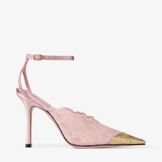 メタルレースディテールをあしらった「ファイズ 100 ローズ」jimmy choo レースパンプス