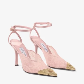 メタルレースディテールをあしらった「ファイズ 100 ローズ」jimmy choo レースパンプス