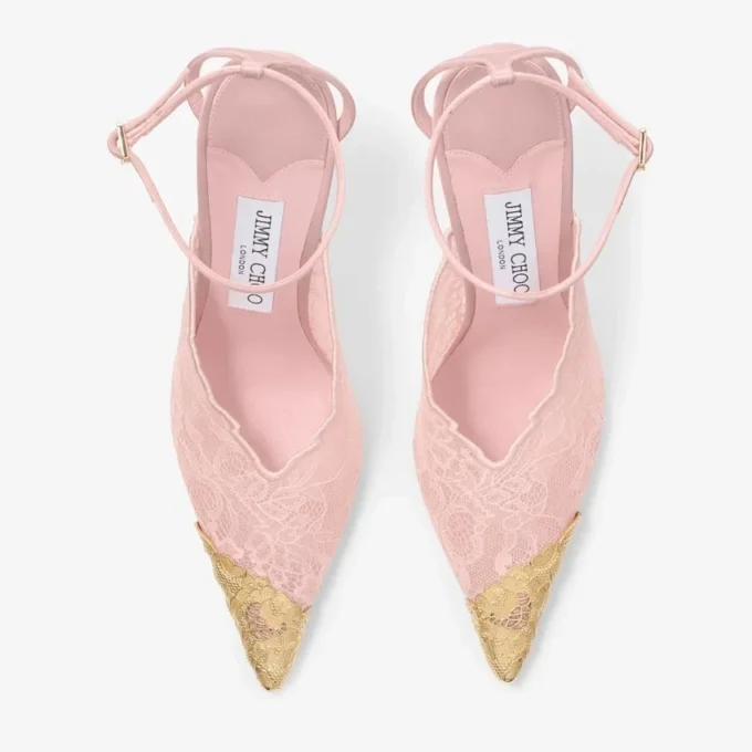 メタルレースディテールをあしらった「ファイズ 100 ローズ」jimmy choo レースパンプス