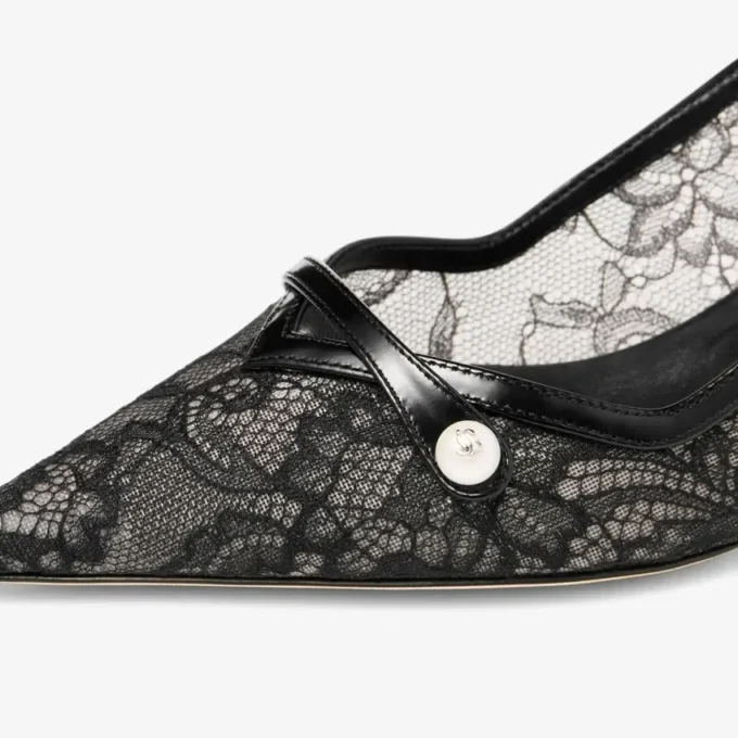 アミタ 45 ブラック jimmy choo レース＆スパッツォラート パンプス