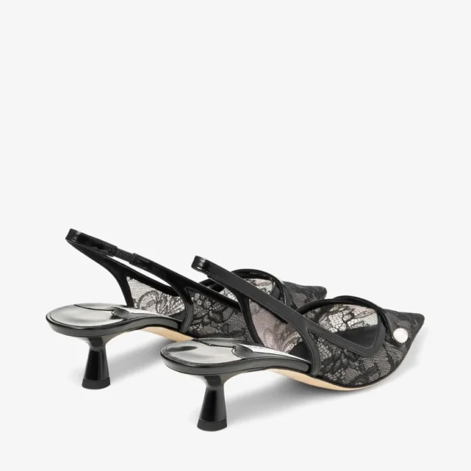 アミタ 45 ブラック jimmy choo レース＆スパッツォラート パンプス