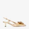 ミミ スリングバック 50 ゴールド リキッドメタルレザー スリングバック（jimmy choo パーフォレーテッド・コルサージュ付き）