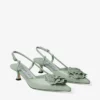 ミミ スリングバック 50 ヴェルデ シャイニーナッパレザー スリングバック、jimmy choo パーフォレーテッド・ナッパ・レース・コルサージュ付き