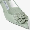 ミミ スリングバック 50 ヴェルデ シャイニーナッパレザー スリングバック、jimmy choo パーフォレーテッド・ナッパ・レース・コルサージュ付き