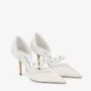 オーレリー 85 アイボリー jimmy choo レースパンプス（パール装飾付き）