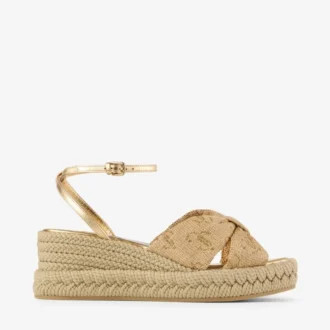 Aella Wedge 60 ゴールド ラフィア ウェッジサンダル