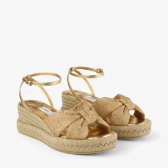 Aella Wedge 60 ゴールド ラフィア ウェッジサンダル