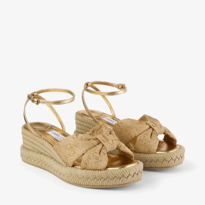 Aella Wedge 60 ゴールド ラフィア ウェッジサンダル