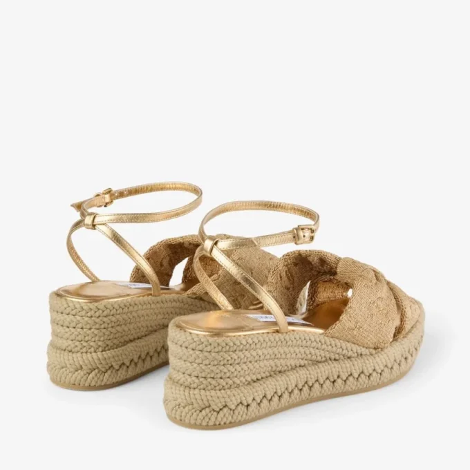 Aella Wedge 60 ゴールド ラフィア ウェッジサンダル