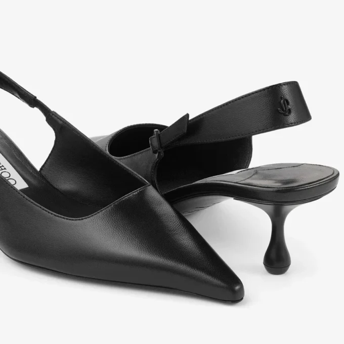 Amel 50 ブラックナッパレザー スリングバックパンプス