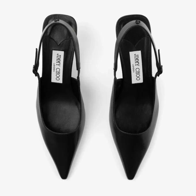 Amel 50 ブラックナッパレザー スリングバックパンプス