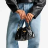 シンチ スモール ブラック ソフトシャイニー Biker レザー ショルダーバッグ