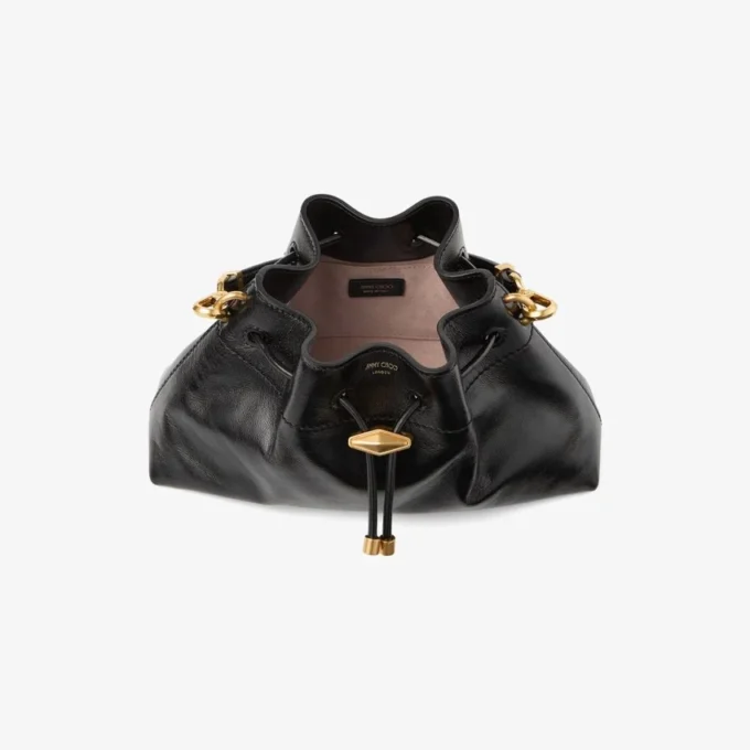 シンチ スモール ブラック ソフトシャイニー Biker レザー ショルダーバッグ