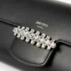 クリスタルパーツ付き Bing ウォレットチェーン ブラックレザー ミニショルダーバッグ