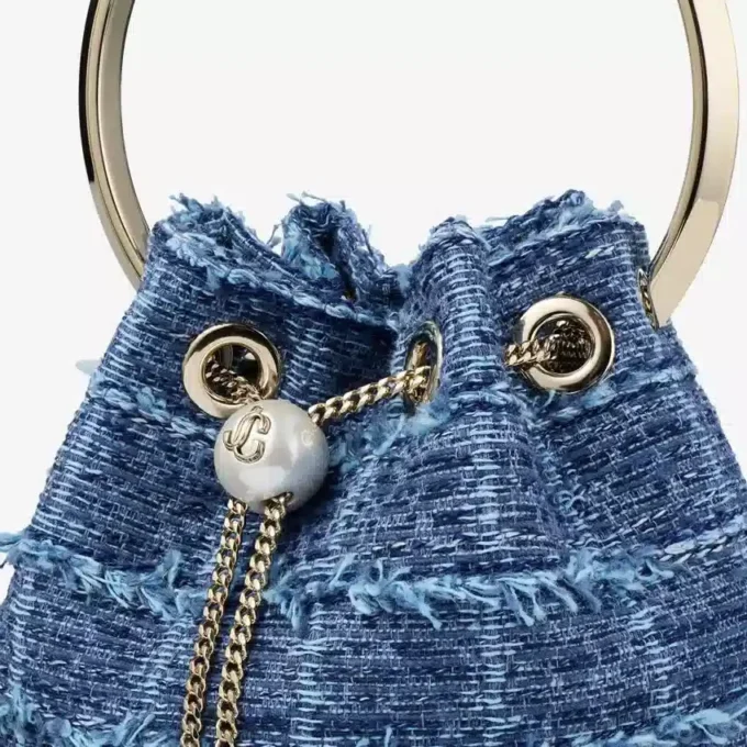 Bon Bon クロスハッチデニム ファブリック バケットバッグ