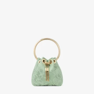 マイクロ Bon Bon ヴェルデ サテン＆jimmy choo レース ミニ バケットバッグ