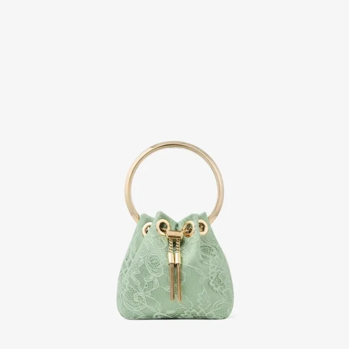 マイクロ Bon Bon ヴェルデ サテン＆jimmy choo レース ミニ バケットバッグ