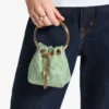 マイクロ Bon Bon ヴェルデ サテン＆jimmy choo レース ミニ バケットバッグ