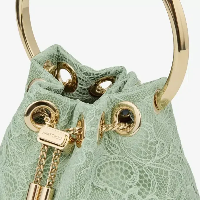 マイクロ Bon Bon ヴェルデ サテン＆jimmy choo レース ミニ バケットバッグ