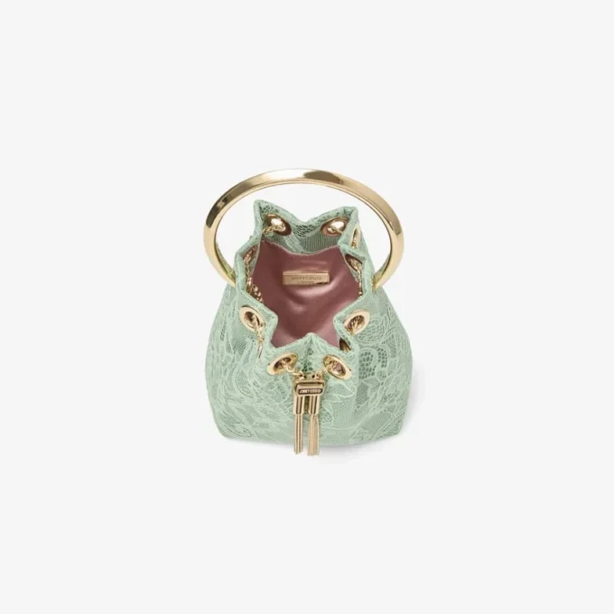 マイクロ Bon Bon ヴェルデ サテン＆jimmy choo レース ミニ バケットバッグ