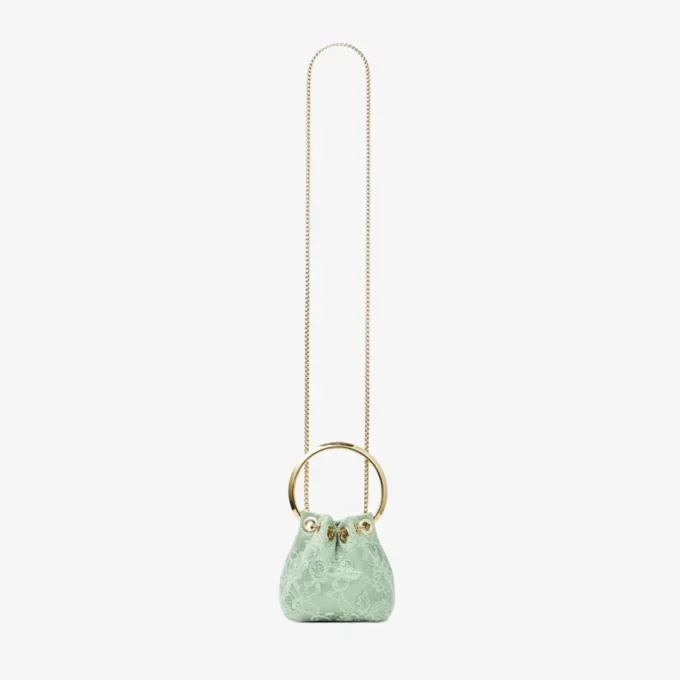 マイクロ Bon Bon ヴェルデ サテン＆jimmy choo レース ミニ バケットバッグ