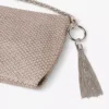 Callie Ballet Pink Suede Clutch Bag with Diamond Motif and Crystal Hotfix