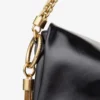 Callie フラップ ブラック シャイニー Biker レザー ショルダーバッグ