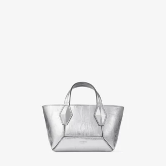 Diamond トート ミニ シルバー ヴィンテージ メタリック レザー ミニバッグ
