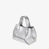 Diamond トート ミニ シルバー ヴィンテージ メタリック レザー ミニバッグ