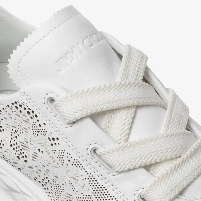Diamond・ライト・フレックス F ホワイト レザーミックス＆パーフォレーテッドレザーレース ローカットスニーカー