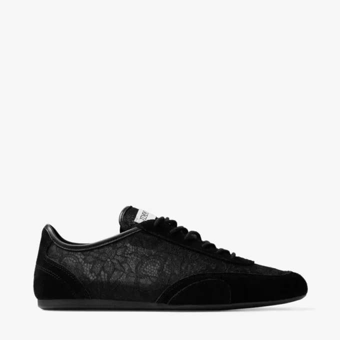 サニーF ブラックレザーミックスとjimmy choo レースアップローカットスニーカー