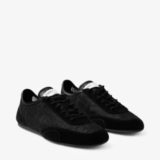 サニーF ブラックレザーミックスとjimmy choo レースアップローカットスニーカー