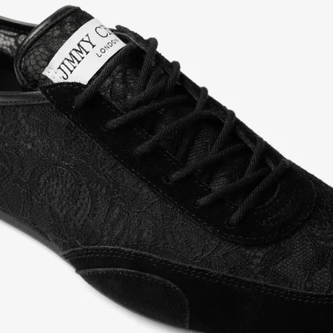 サニーF ブラックレザーミックスとjimmy choo レースアップローカットスニーカー