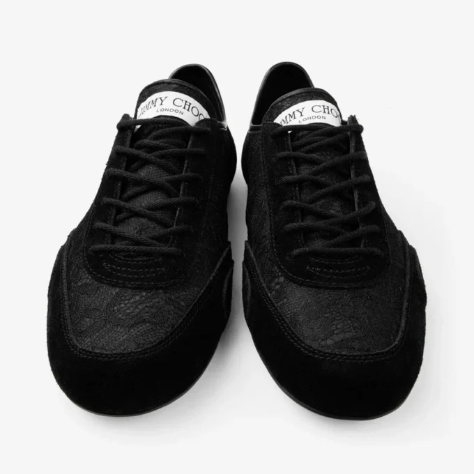 サニーF ブラックレザーミックスとjimmy choo レースアップローカットスニーカー