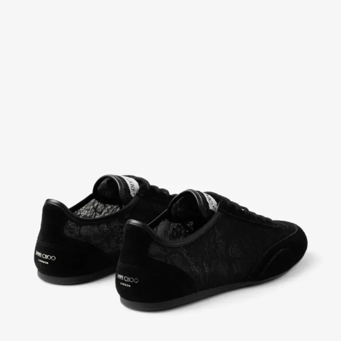 サニーF ブラックレザーミックスとjimmy choo レースアップローカットスニーカー