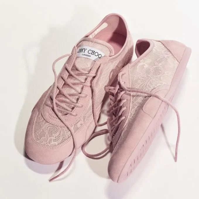 サニーF ローズ レザーミックス＆jimmy choo レースアップ ローカットトレーナー