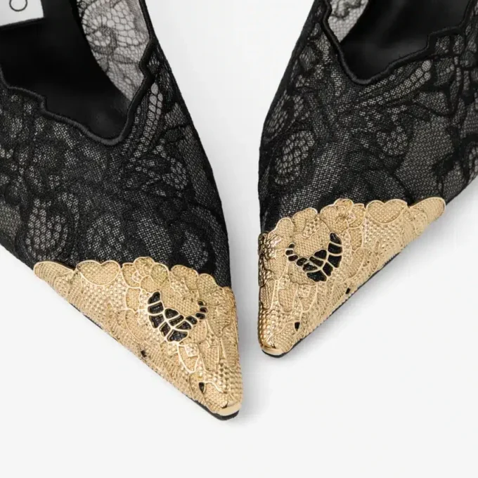Faiz 100 ブラック jimmy choo レースパンプス（メタルレースディテール）