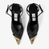 Faiz 100 ブラック jimmy choo レースパンプス（メタルレースディテール）