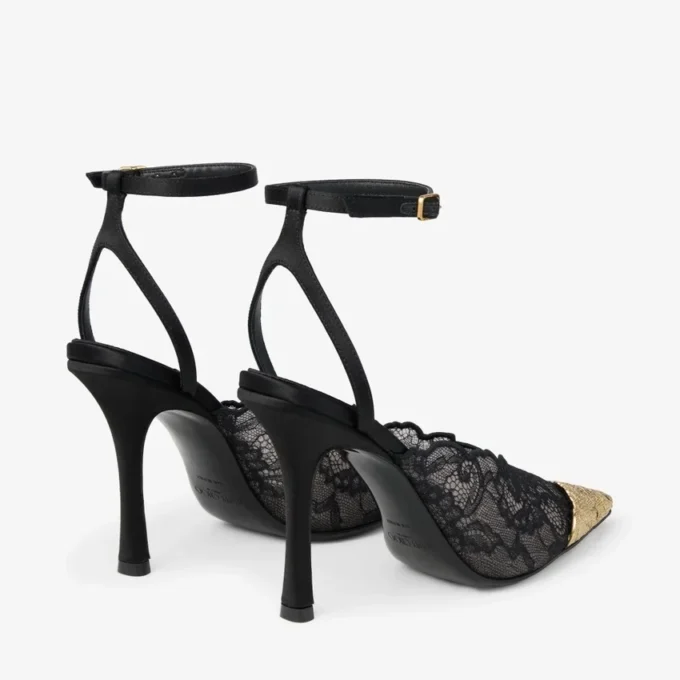 Faiz 100 ブラック jimmy choo レースパンプス（メタルレースディテール）