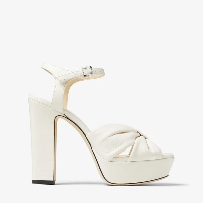 Heloise 120 ラテ ナッパレザー プラットフォームサンダル