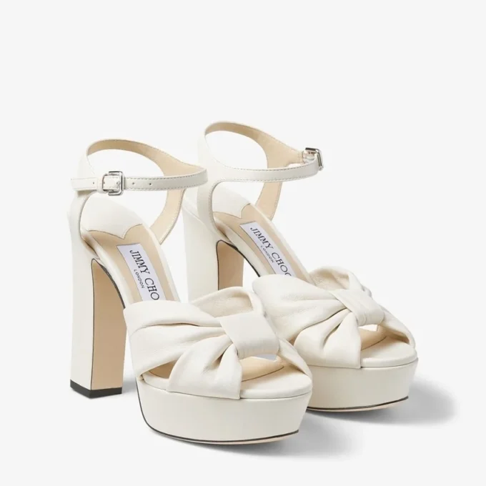 Heloise 120 ラテ ナッパレザー プラットフォームサンダル