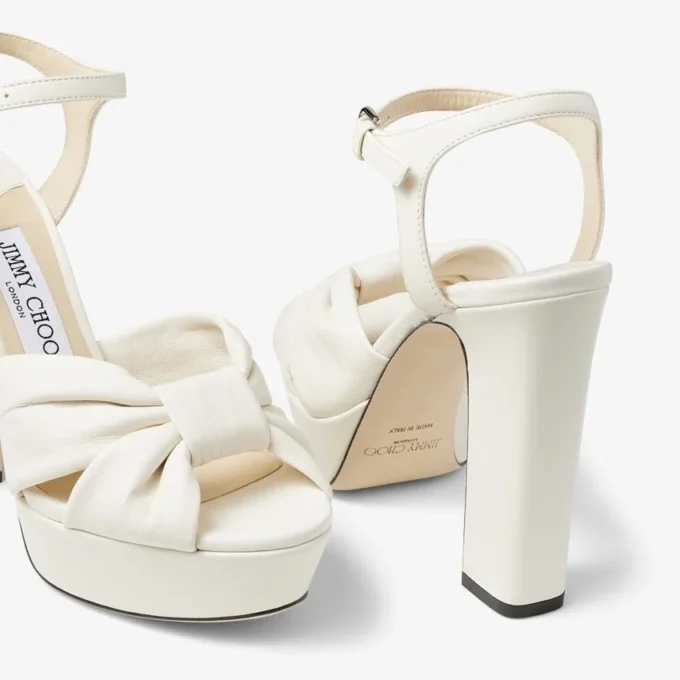 Heloise 120 ラテ ナッパレザー プラットフォームサンダル