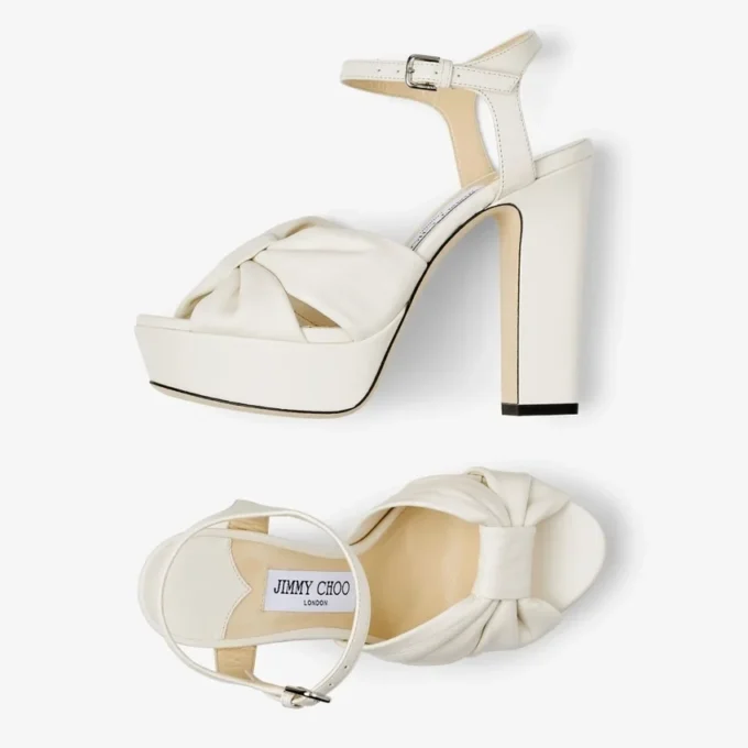 Heloise 120 ラテ ナッパレザー プラットフォームサンダル