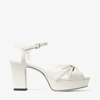 Heloise 80 ラテ ナッパレザー プラットフォームサンダル