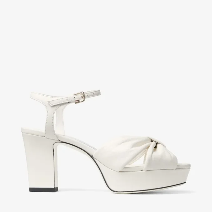 Heloise 80 ラテ ナッパレザー プラットフォームサンダル