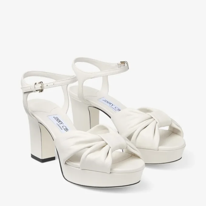 Heloise 80 ラテ ナッパレザー プラットフォームサンダル
