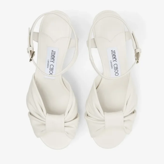 Heloise 80 ラテ ナッパレザー プラットフォームサンダル