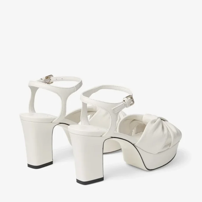 Heloise 80 ラテ ナッパレザー プラットフォームサンダル