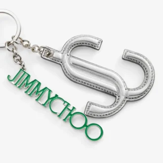 Jc マルチチャーム シルバー＆グリーン メタリック ナッパ スターロゴ バッグチャーム